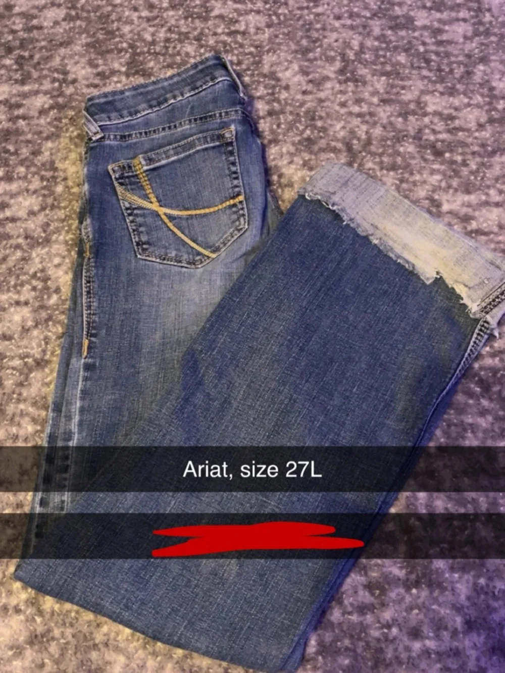 Ariat Women's Dark Blue Cropped Frayed-Hem Jeans - Picture 1 of 4